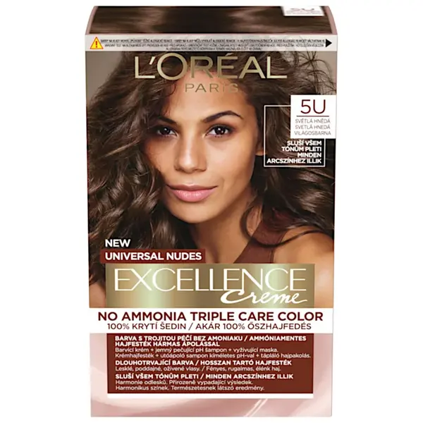 Permanentní barva Loréal Excellence Universal Nudes 5U světlá hnědá - L’Oréal Paris + dárek zdarma