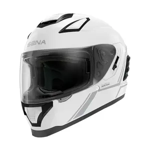 Moto přilba SENA Stryker s integrovaným Mesh headsetem Shine White lesklá bílá L (59-60)