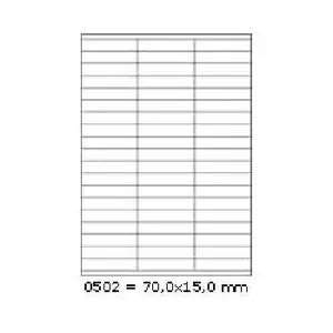 Samolepicí etikety 70 x 15 mm, 57 etiket, A4, 100 listů