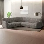 Bielastické potahy GLORIA hnědá rohová sedačka (š. 350 - 530 cm)