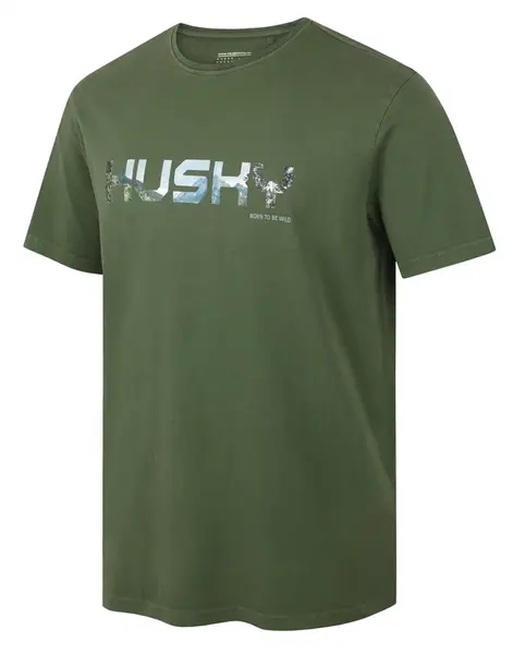 Husky Tee Wild M L, khaki Pánské bavlněné triko