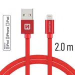 Datový kabel Swissten Textile USB Lightning MFi 2,0 M , red