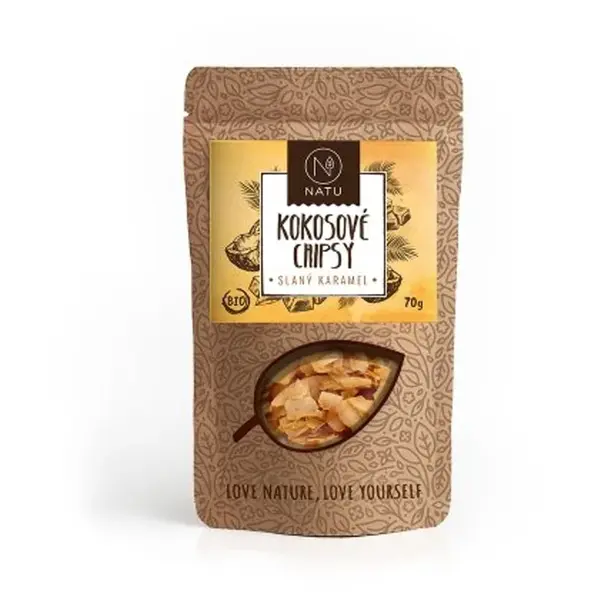 NATU Kokosové chipsy BIO slaný karamel 70 g