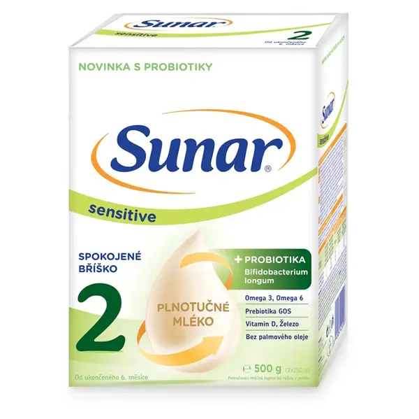 SUNAR Sensitive 2 pokračovacie dojčenské mlieko 6m+ 500 g