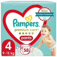 PAMPERS Premium Care Pants Plenkové kalhotky vel. 4, 9-15 kg, 58 ks