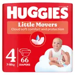 HUGGIES® Little Movers plenky 4 (7-18 kg) 66 ks