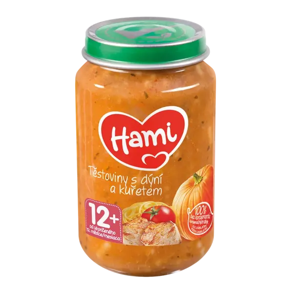 HAMI masozeleninový příkrm Těstoviny s dýní a kuřetem, 12+ 200 g
