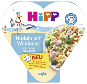 HIPP Těstoviny s divokým lososem s bylinkovo-smetanovou omáčkou 250 g