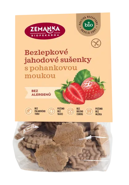 ZEMANKA Bezlepkové pohankovo - jahodové bio sušenky 100 g