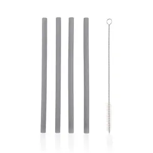 Silikonová brčka 4ks, Dove Grey