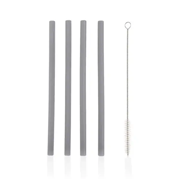 Silikonová brčka 4ks, Dove Grey