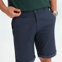 Ombre Men's classic chino shorts with rolled up leg - navy blue