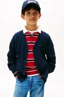Dětský bavlněný kardigan Tommy Hilfiger tmavomodrá barva, KB0KB09972