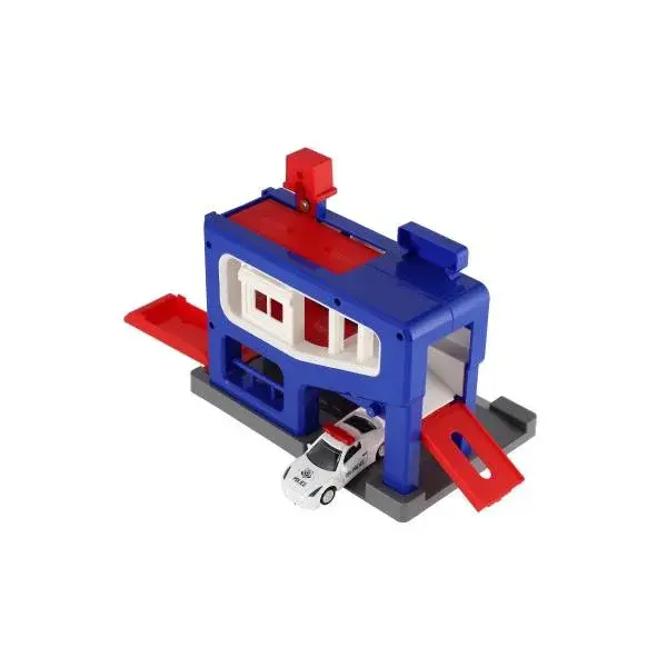 Parkovací garáž + auto policie