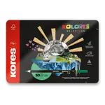 Trojhranné pastelky Kores Kolores Selection - plechová krabička, 50 barev