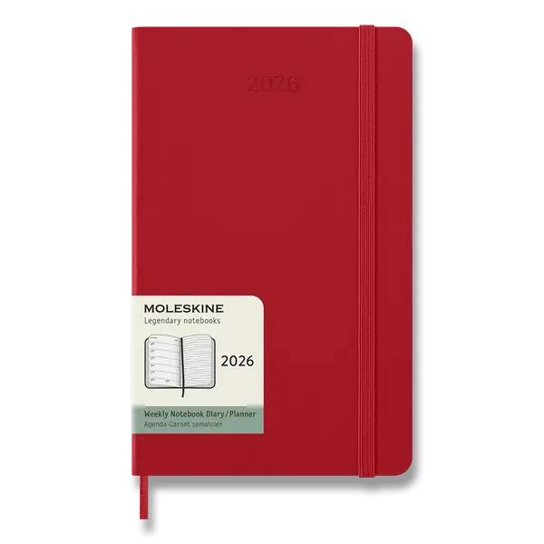 Diář Moleskine 2026 - tvrdé desky, L, týdenní, červený