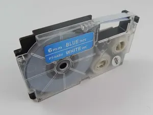 Kompatibilní páska s Casio XR-6ABU 6mm x 8m bílý tisk / modrý podklad