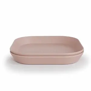 Mushie hranatý tanier 2 ks - Blush