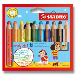 Farbičky Stabilo Woody 3 in 1 - 10 barev
