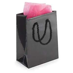 25 x Dárková taška z lesklého papíru černá 190x270x100 mm