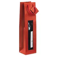 20 x Dárkové lakované tašky na víno pro 1 láhev s okénkem, 98x380x88mm, červená