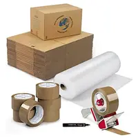 Sada na stěhování - krabice, pásky, odvíječ, bublinková fólie a popisovač