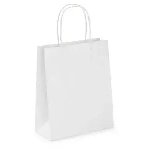 50 x Mini papierové tašky z kraftového papiera 180x220x80 mm, biele