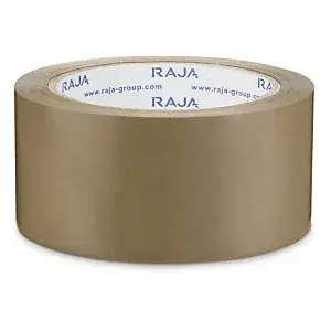 72 x PVC lepicí páska s firemním potiskem RAJA - průmyslová - 2 barevný potisk - hnědá - 50mm x 66m