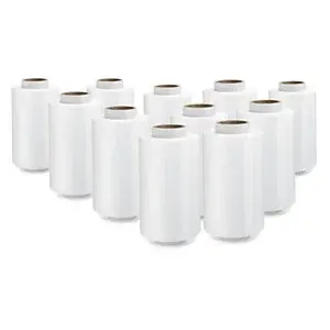 Sada 20 mini rolí stretch fólie šířka 100mm, délka 150m, průhledná, 30% recyklovaná, tloušťka 17µm + 1 ruční odvíječ | RAJA