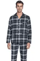 Pánské flanelové pyžamo SAMUEL 4XL Tmavě šedá
