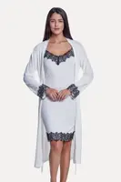 Dámská bambusová košilka LORA s županem L Krémová