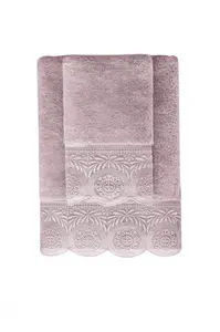 Ručník QUEEN s krajkou 50x100 cm Lila