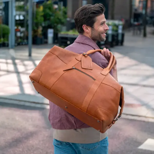 Pánska kožená cestovná taška The Chesterfield Brand Portsmout - koňak