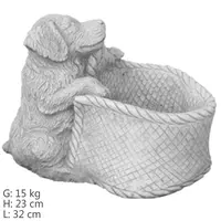 Záhradná figúrka pes s kvetináčom H:23 cm 15 kg ART-156