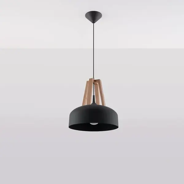 Luster Casco A-0390 čierna/prírodné drevo