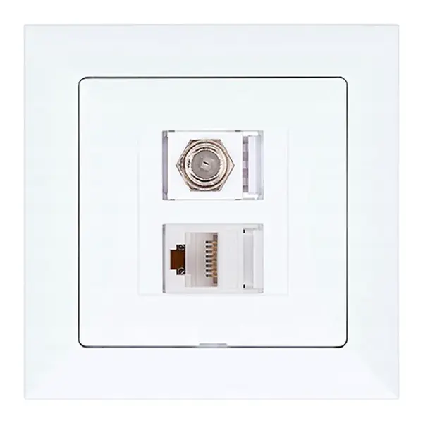 Zásuvka typu F + Zásuvka RJ45 POLA white 33026