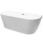 Volně stojící vana ke zdi Vica New 160/80 + sifon s výpustí click-clack čištěný shora s přepadem slim, zlatý