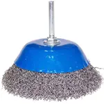 Kefa hrnčeková, 100 mm, so stopkou 6 mm, vlnitý oceľový drôt