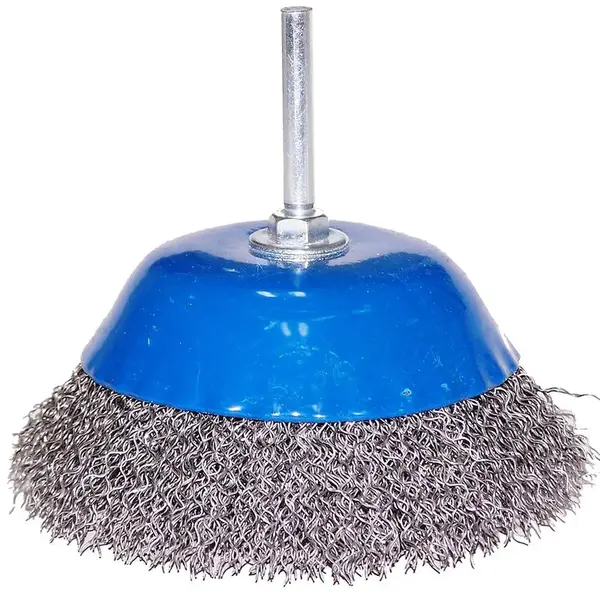 Kefa hrnčeková, 100 mm, so stopkou 6 mm, vlnitý oceľový drôt