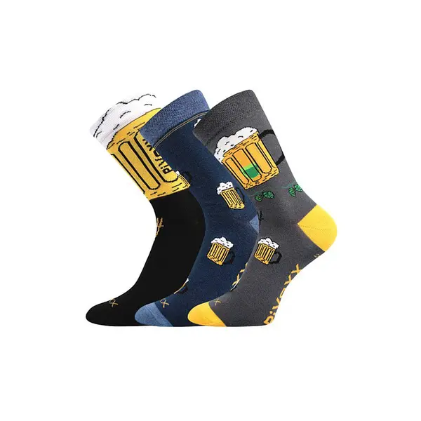 VoXX 3PACK pánské ponožky vícebarevné (Pivo-mix5) XL