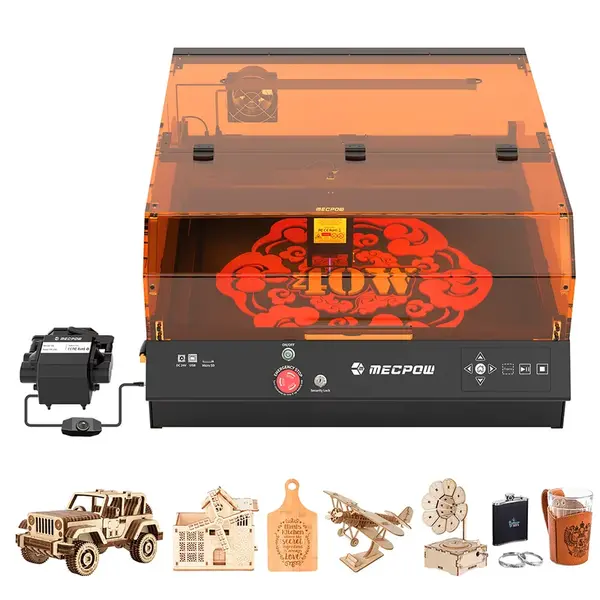 Mecpow X4 Pro 40W FDA Class 1 Laser Cutter AI Camera 30000mm/min Cut 25mm Wood in 1 Pass / 30mm Acrylic in 2 Passes 400*398mm