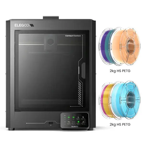 Elegoo Centauri Carbon 3D Printer + 4kg HS PETG Filament - Orange-White/Blue-White/Pink-Yellow/Green-Purple