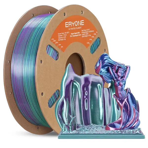 ERYONE High Speed Four-color Silk PLA Filament 1kg - Aurora Dream(Tea Green & Violet & Electric Pink & Indigo)