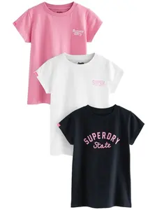 Superdry & Co Tričko  ružová / čierna / biela