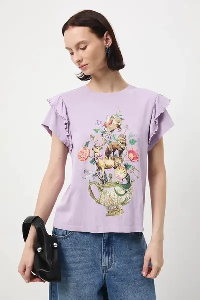 Bavlněné tričko Medicine dámské, fialová barva