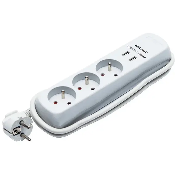 Prodlužovací přívod 24205 3x zásuvka+2xusb, 1,5 m šedý