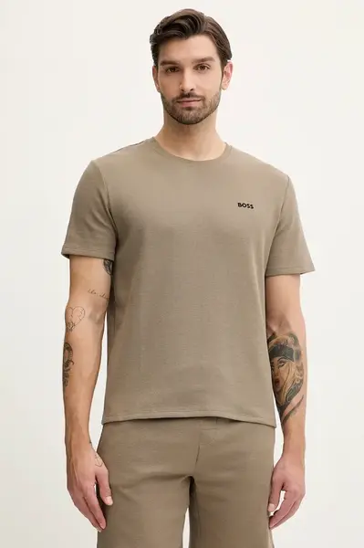 Tričko BOSS Waffle T-Shirt modrá barva, s aplikací, 50535891