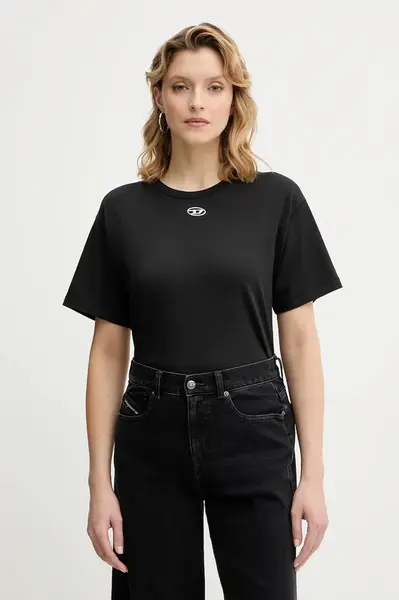Bavlněné tričko Diesel T-NORMY-OD-S1 dámské, černá barva, A20399.0JMBB