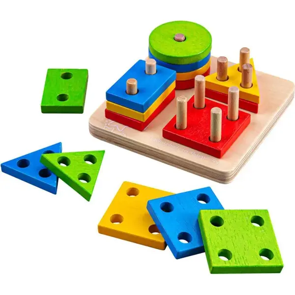 Bigjigs Baby Nasadzovanie farebných tvarov na tyče