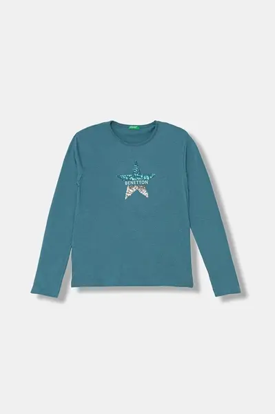 Dětské bavlněné tričko s dlouhým rukávem United Colors of Benetton